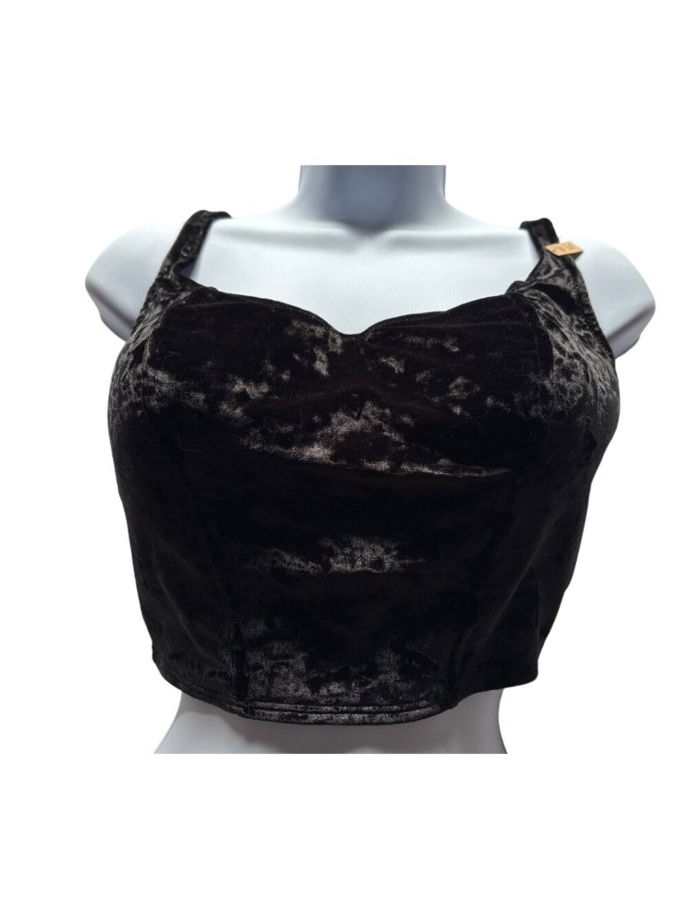 Bra Victorias Secret PINK Black Velvet Lightly Lined Top XXL Adjustable Straps